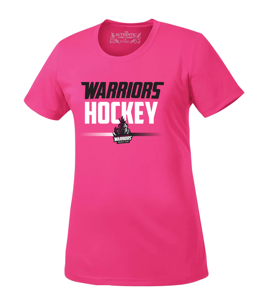 Warriors Hockey Ladies Pink Ladies Dri-Fit T-Shirt with Printed Logo