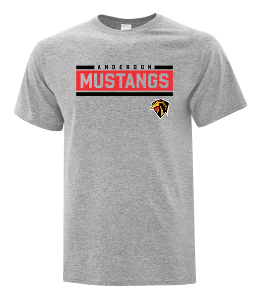 Mustangs Colour Block Cotton Adult T-Shirt with Printed logo