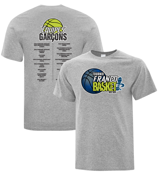 Tournoi Franco Basket 2023-2024 "Équipes Garçons" Youth Cotton Tshirt with Full Colour Logo