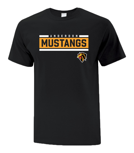 Mustangs Colour Block Youth Cotton T-Shirt with Printed logo