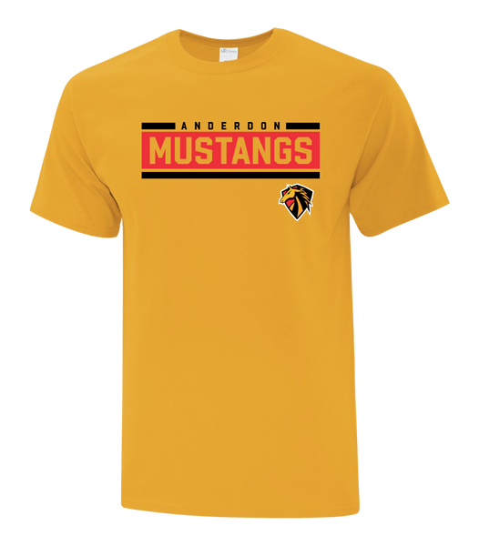 Mustangs Colour Block Cotton Adult T-Shirt with Printed logo