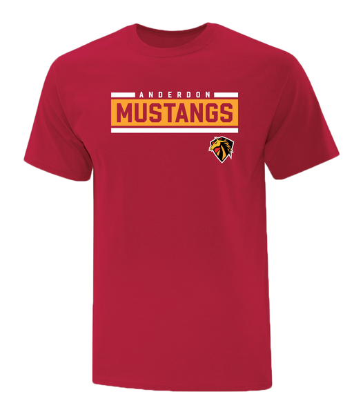 Mustangs Colour Block Cotton Adult T-Shirt with Printed logo