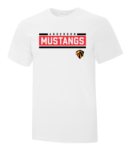 Mustangs Colour Block Cotton Adult T-Shirt with Printed logo