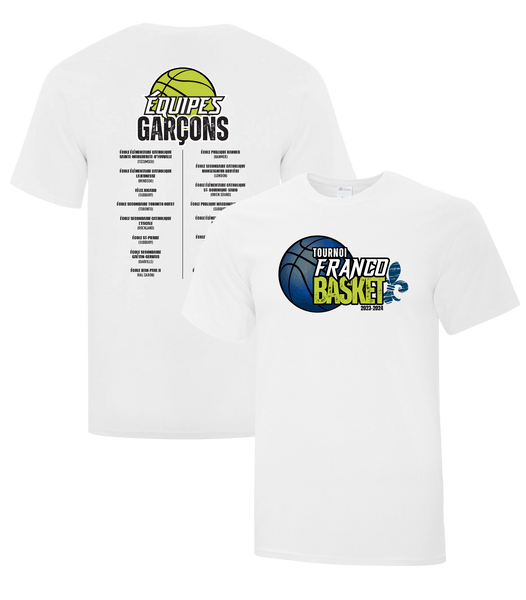 Tournoi Franco Basket 2023-2024 "Équipes Garçons" Youth Cotton Tshirt with Full Colour Logo