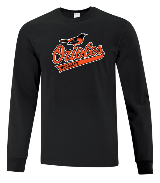 Woodslee Orioles Script Adult Cotton Long Sleeve with Printed Logo