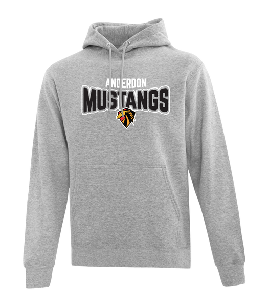 Anderdon Mustangs Bubble Letters Adult Cotton Pull Over Hooded Sweatshirt with Printed Logo