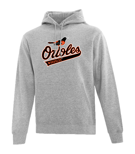 Woodslee Orioles Script Adult Cotton Pull Over Hooded Sweatshirt with Printed Logo