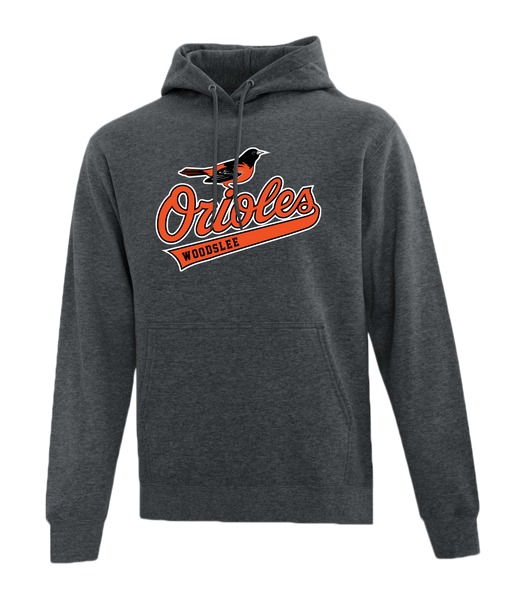 Woodslee Orioles Script Adult Cotton Pull Over Hooded Sweatshirt with Printed Logo