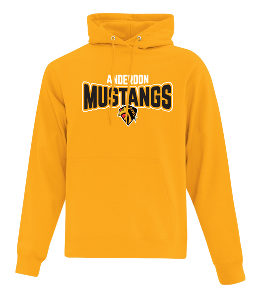 Anderdon Mustangs Bubble Letters Adult Cotton Pull Over Hooded Sweatshirt with Printed Logo