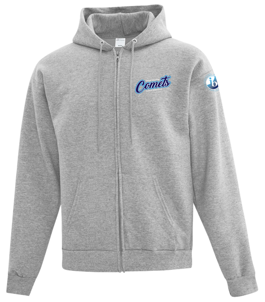 Comets Youth Cotton Full Zip Hooded Sweatshirt with Left Chest Embroidered Logo