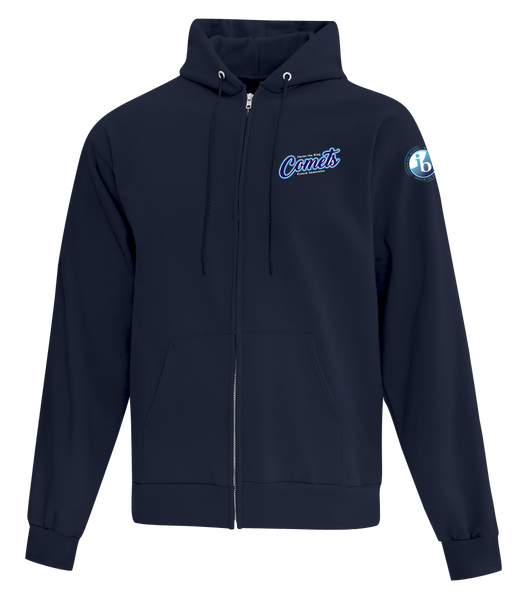 Comets Youth Cotton Full Zip Hooded Sweatshirt with Left Chest Embroidered Logo