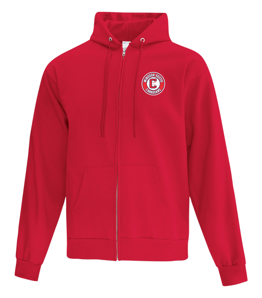 Windsor South Canadians Youth Cotton Full Zip Hooded Sweatshirt with Left Chest Embroidered Logo