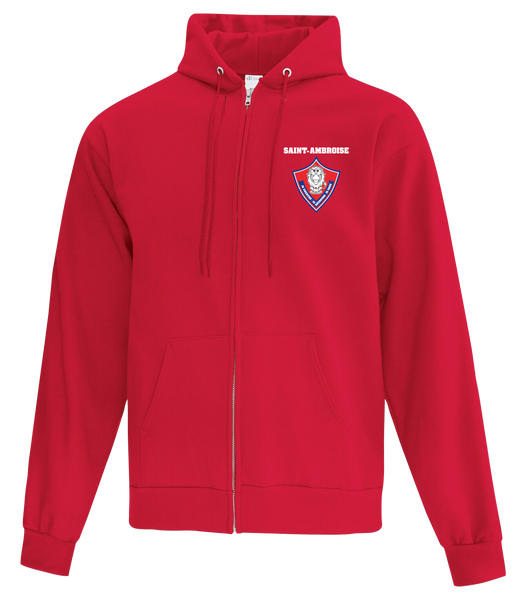 Saint Ambroise Adult Cotton Full Zip Hooded Sweatshirt with Left Chest Embroidered Logo