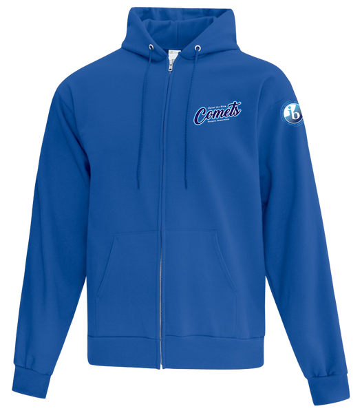 Comets Youth Cotton Full Zip Hooded Sweatshirt with Left Chest Embroidered Logo