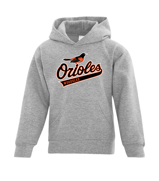 Woodslee Orioles Script Youth Cotton Pull Over Hooded Sweatshirt with Printed Logo