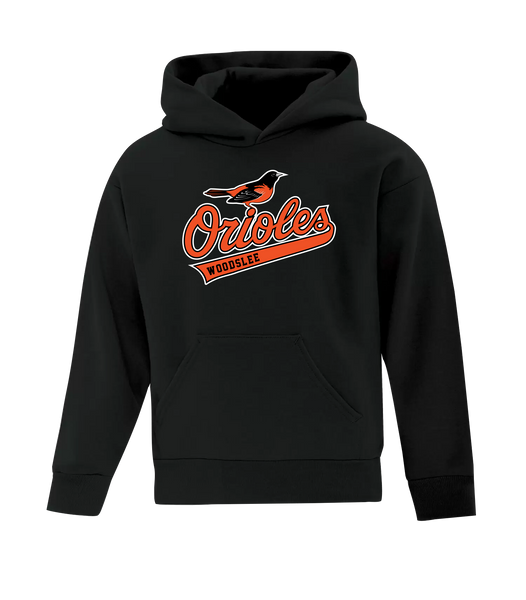 Woodslee Orioles Script Youth Cotton Pull Over Hooded Sweatshirt with Printed Logo