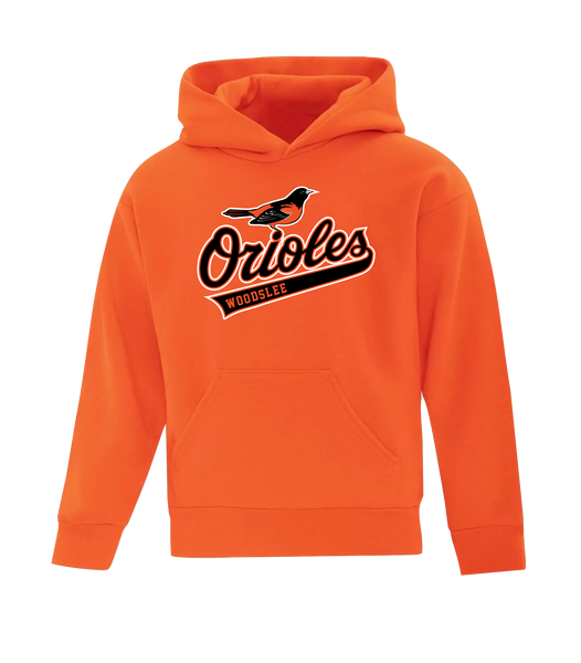 Woodslee Orioles Script Youth Cotton Pull Over Hooded Sweatshirt with Printed Logo