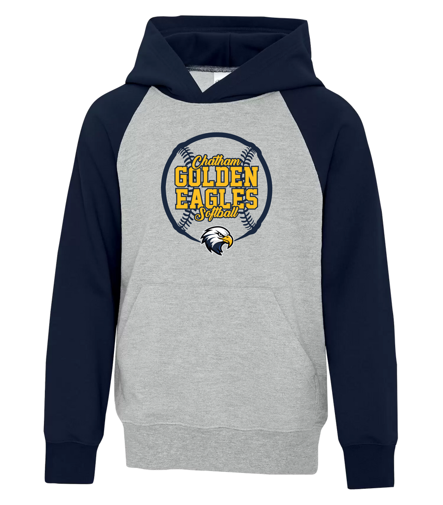 Chatham Golden Eagles Softball Youth Cotton Hooded Two-tone Sweatshirt with Printed Logo