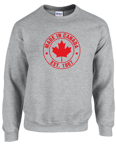 "Made In Canada, Est. 1867" Adult Fleece Crewneck with Printed Logo