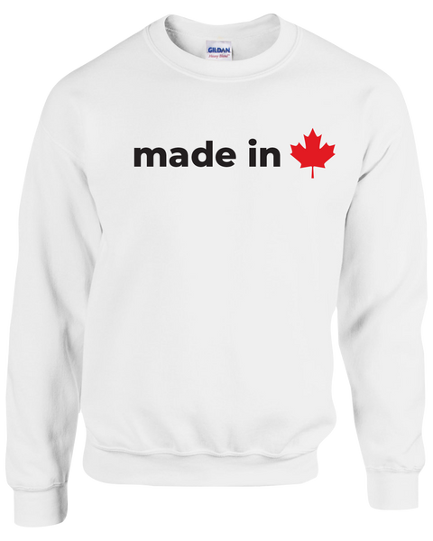 "Made In Canada Maple Leaf" Adult Fleece Crewneck with Printed Logo