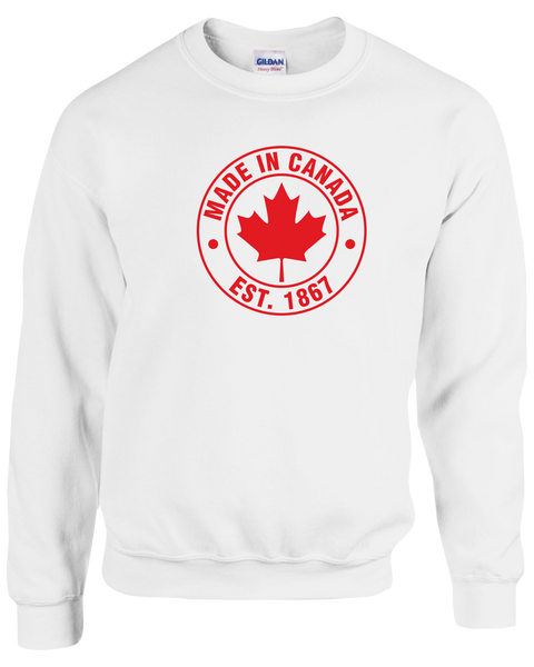 "Made In Canada, Est. 1867" Adult Fleece Crewneck with Printed Logo