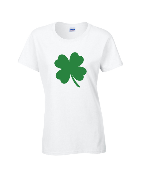 "4 Leaf Clover" Ladies Cotton T-Shirt with Printed logo