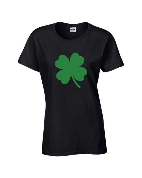 "4 Leaf Clover" Ladies Cotton T-Shirt with Printed logo