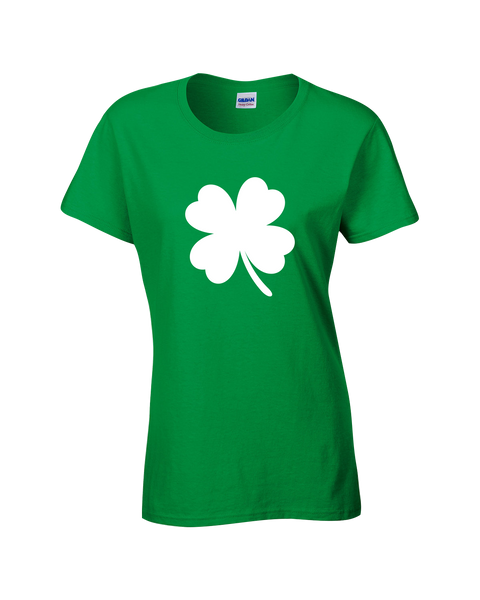 "4 Leaf Clover" Ladies Cotton T-Shirt with Printed logo