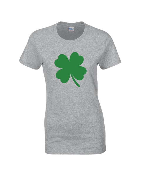 "4 Leaf Clover" Ladies Cotton T-Shirt with Printed logo