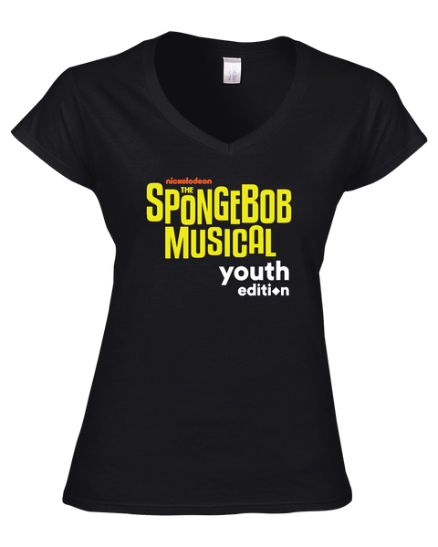 "The SpongeBob Musical" Ladies Cotton V-Neck T-Shirt with Printed logo