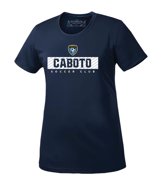 Caboto Soccer Club Block Letters Ladies Dri-Fit T-Shirt with Printed Logo