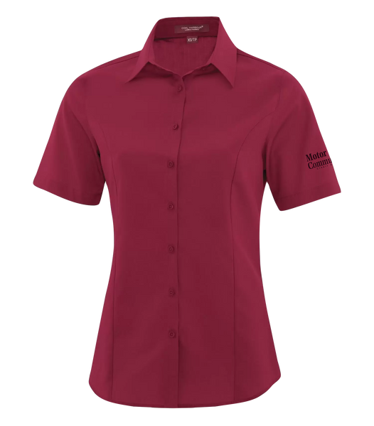 Motor City Community Credit Union Ladies' Short Sleeve Button Down Shirt with Printed Logo