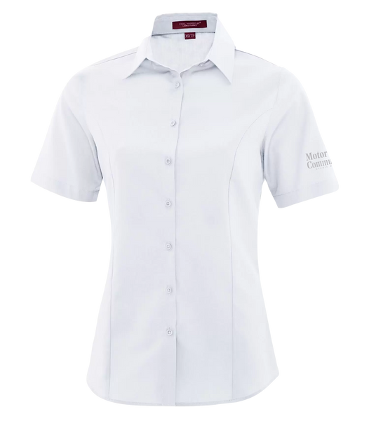 Motor City Community Credit Union Ladies' Short Sleeve Button Down Shirt with Printed Logo