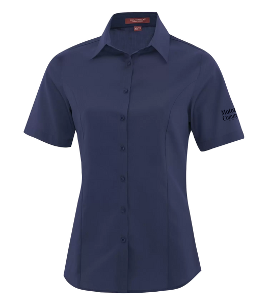 Motor City Community Credit Union Ladies' Short Sleeve Button Down Shirt with Printed Logo