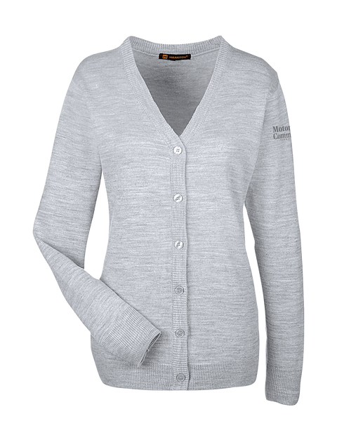 Motor City Community Credit Union Ladies' V-Neck Button Cardigan Sweater with Embroidered Logo