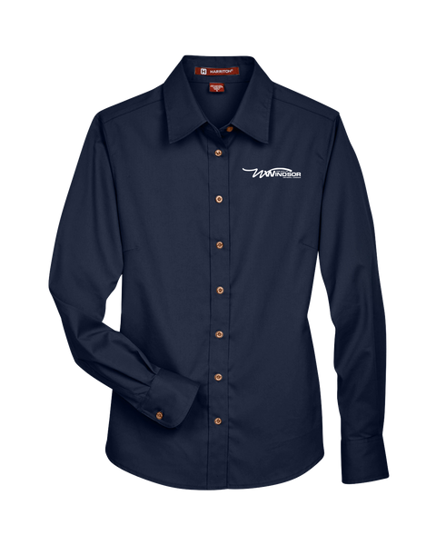 City of Windsor Ladies Harriton Easy Blend™ Long-Sleeve Twill Shirt with Left Chest Embroidered Logo