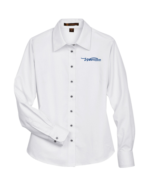 City of Windsor Ladies Harriton Easy Blend™ Long-Sleeve Twill Shirt with Left Chest Embroidered Logo