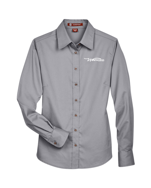 City of Windsor Ladies Harriton Easy Blend™ Long-Sleeve Twill Shirt with Left Chest Embroidered Logo