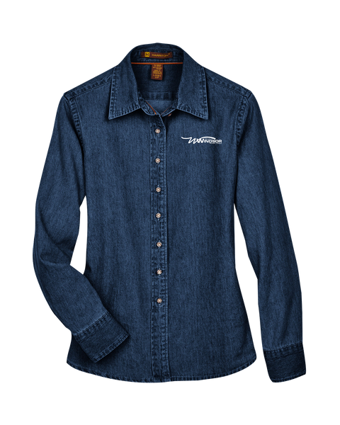 City of Windsor Ladies Harriton Long-Sleeve Denim Shirt with Left Chest Embroidered Logo