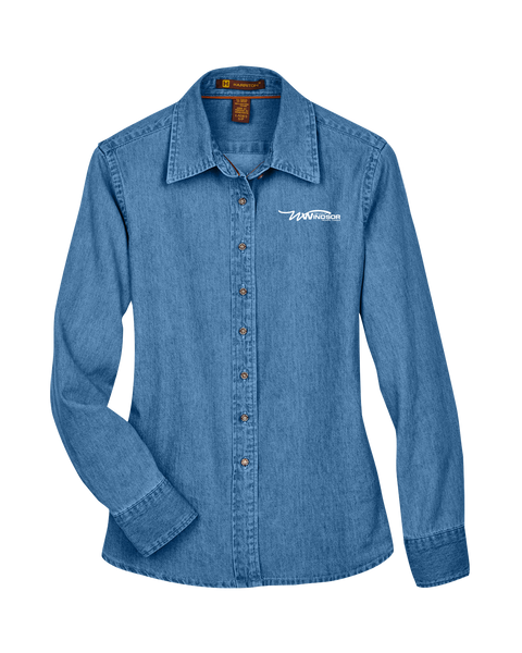 City of Windsor Ladies Harriton Long-Sleeve Denim Shirt with Left Chest Embroidered Logo