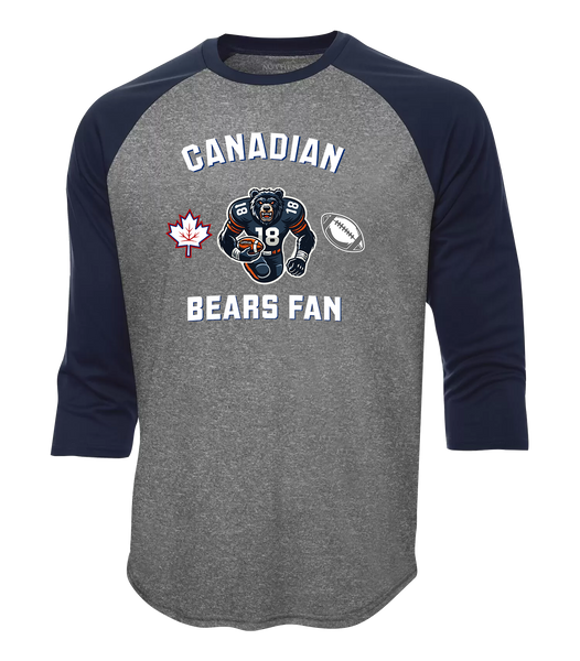 Bears Fan Adult Two Toned Baseball T-Shirt with Printed Logo