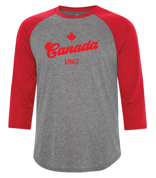 "Canada 1867" Adult Dri-Fit Baseball Tee with Printed Logo