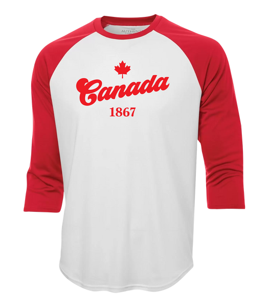 "Canada 1867" Adult Dri-Fit Baseball Tee with Printed Logo