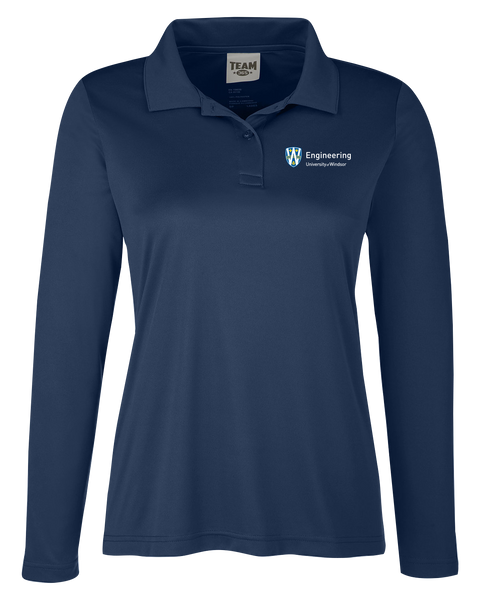 U of W Engineering Ladies' Performance Long Sleeve Polo with Embroidered Logo