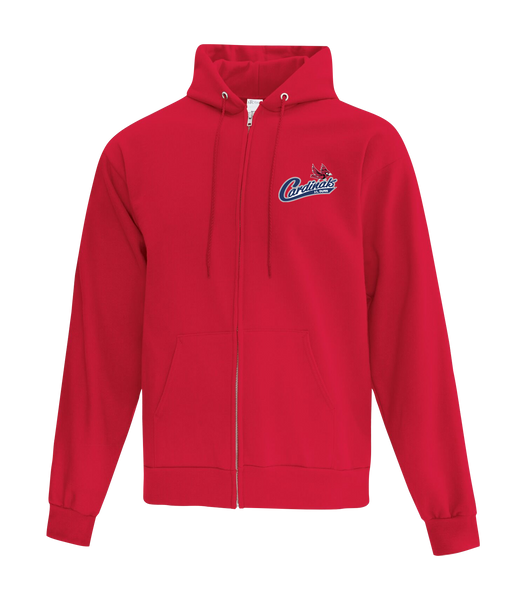 Cardinals Adult Cotton Full Zip Hooded Sweatshirt with Left Chest Embroidered Logo